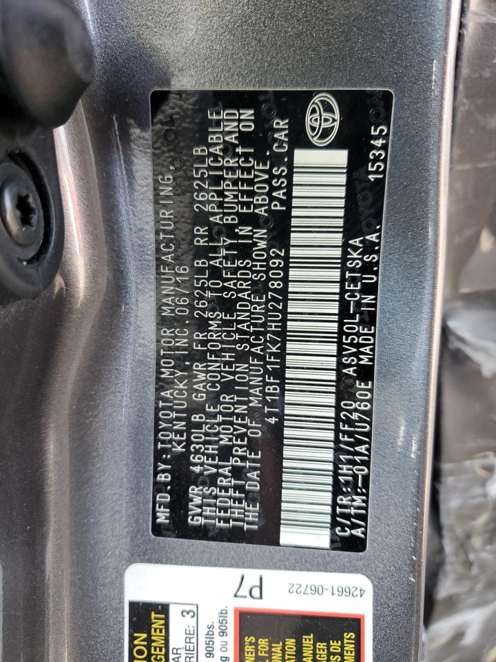 VIN 4T1BF1FK7HU278092 2017 TOYOTA CAMRY no.12