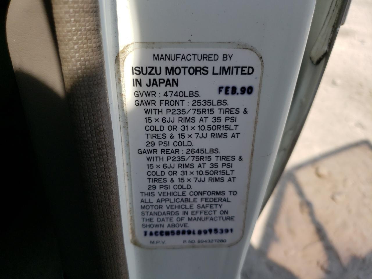 JACCH58R9L8915391 1990 Isuzu Trooper