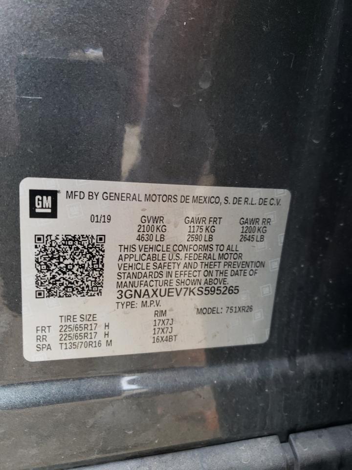 3GNAXUEV7KS595265 2019 Chevrolet Equinox Lt