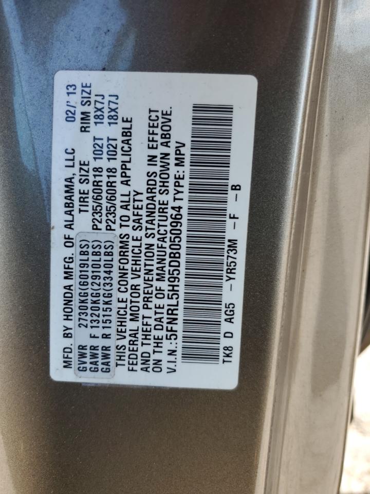 5FNRL5H95DB050964 2013 Honda Odyssey Touring