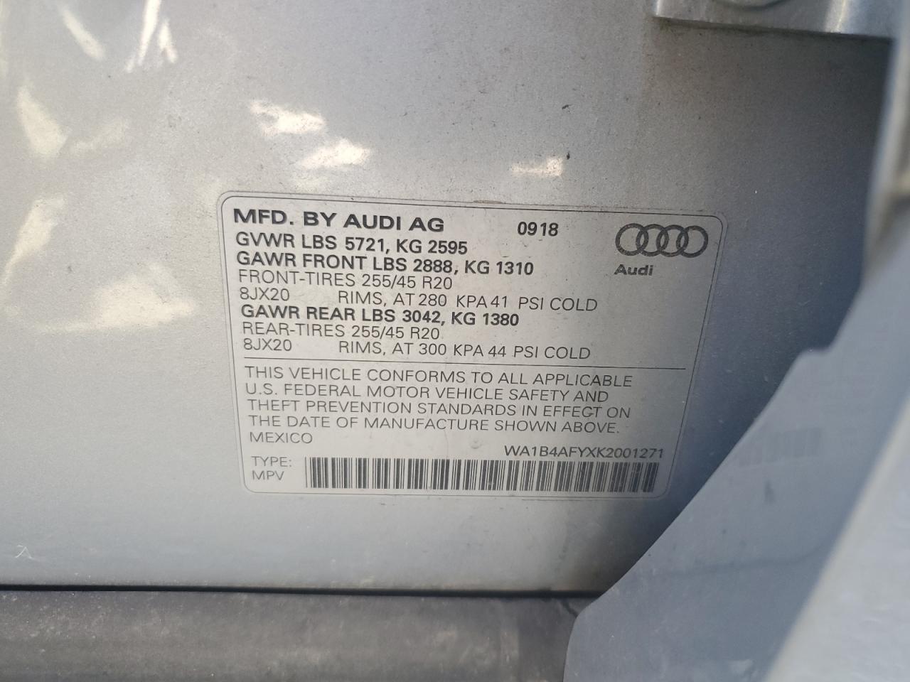 WA1B4AFYXK2001271 2019 Audi Sq5 Premium Plus