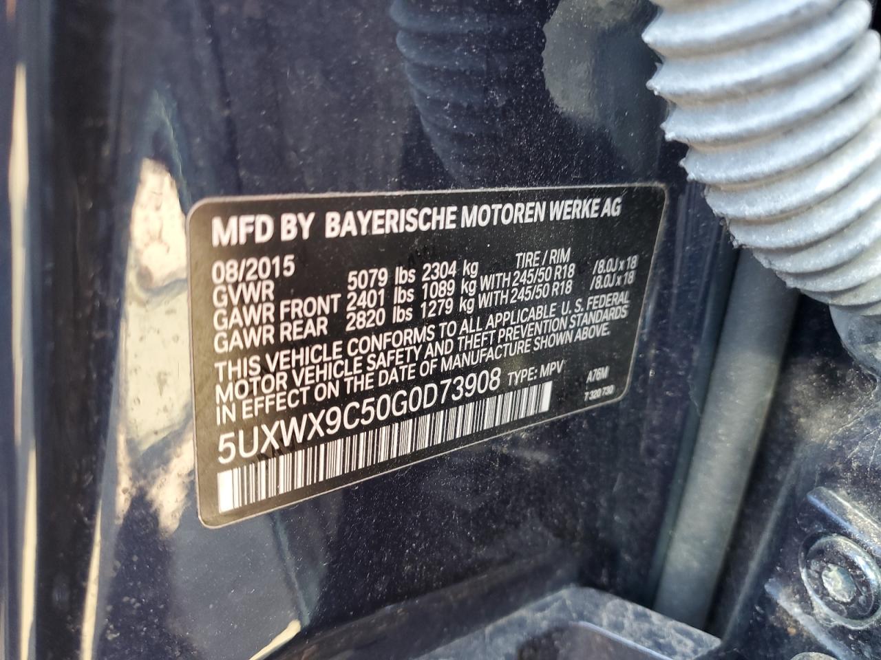 5UXWX9C50G0D73908 2016 BMW X3 xDrive28I