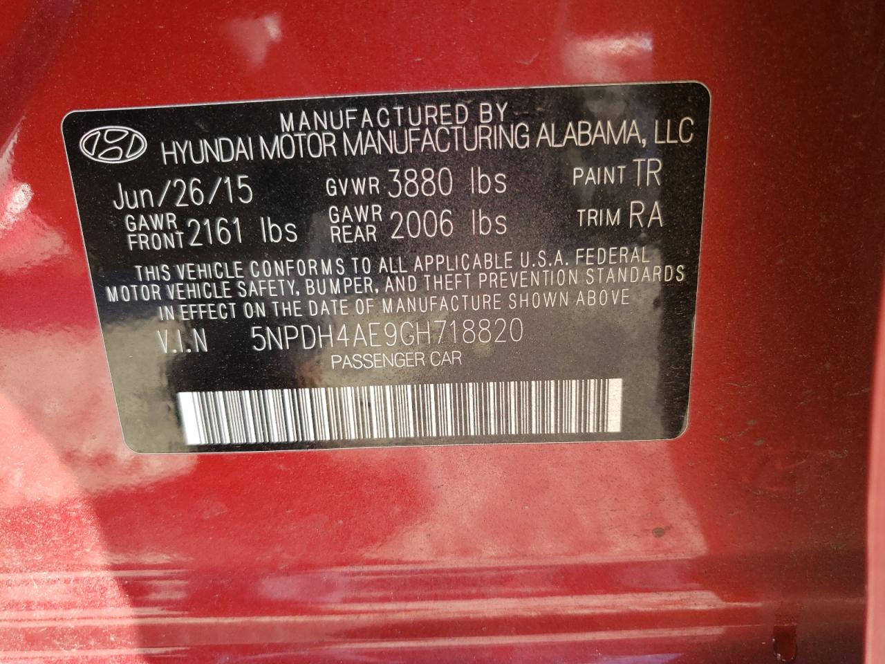 5NPDH4AE9GH718820 2016 HYUNDAI ELANTRA - Image 13