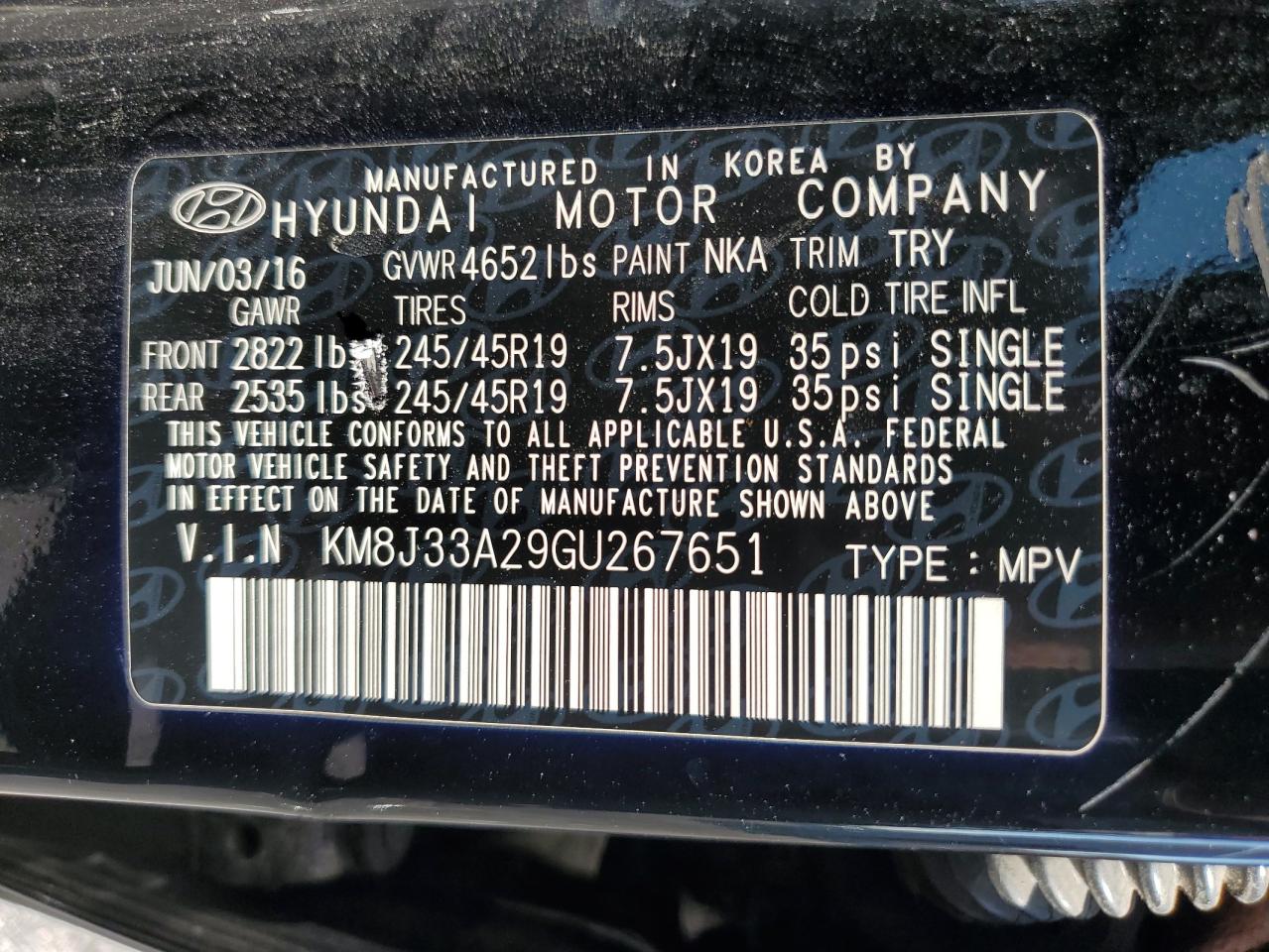 KM8J33A29GU267651 2016 Hyundai Tucson Limited