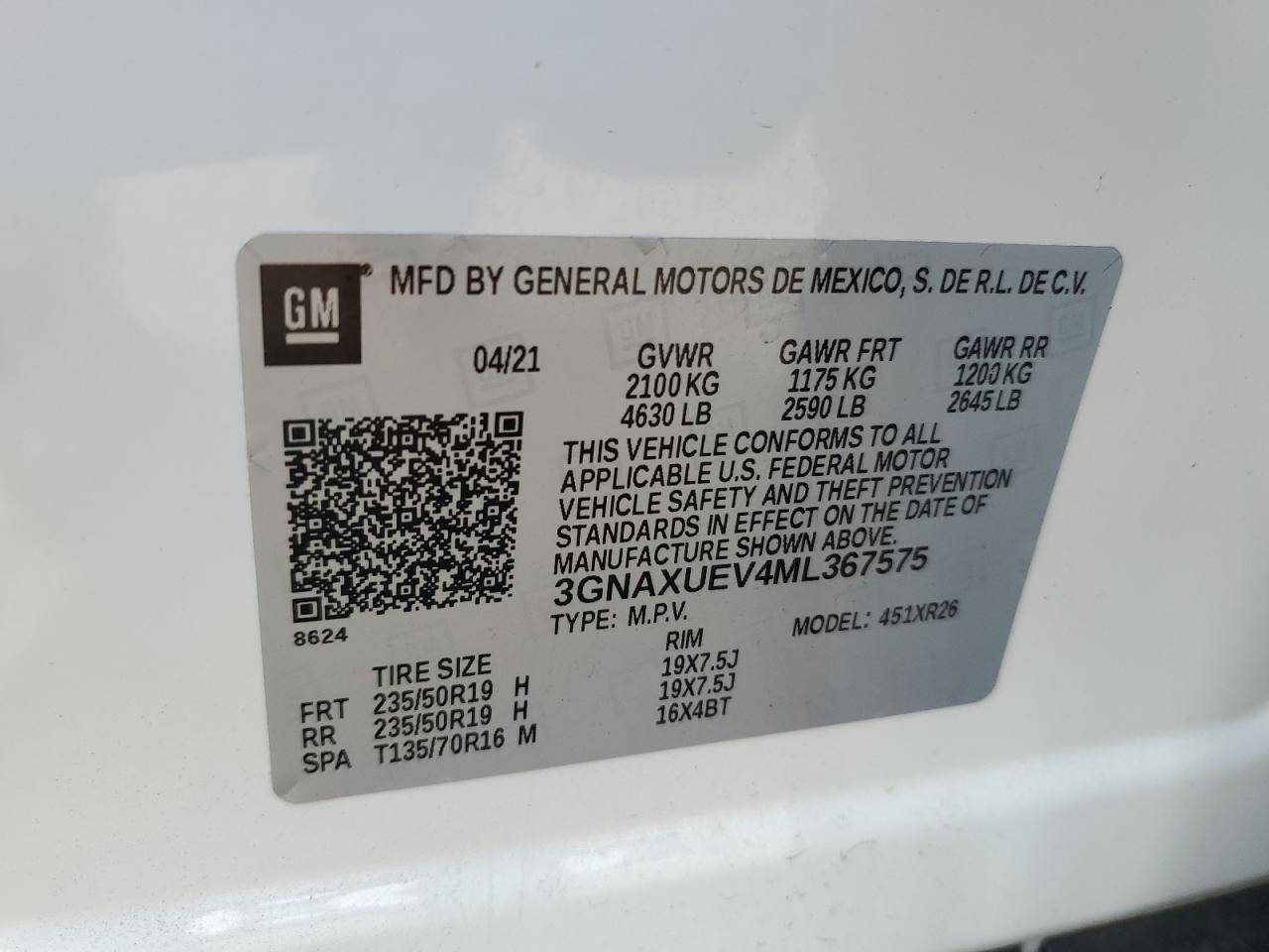 3GNAXUEV4ML367575 2021 CHEVROLET EQUINOX - Image 13