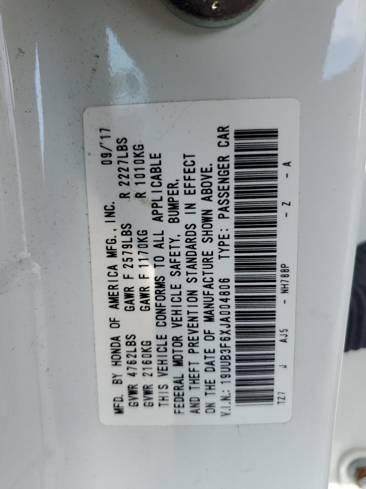 19UUB3F6XJA004806 2018 Acura Tlx Tech+A