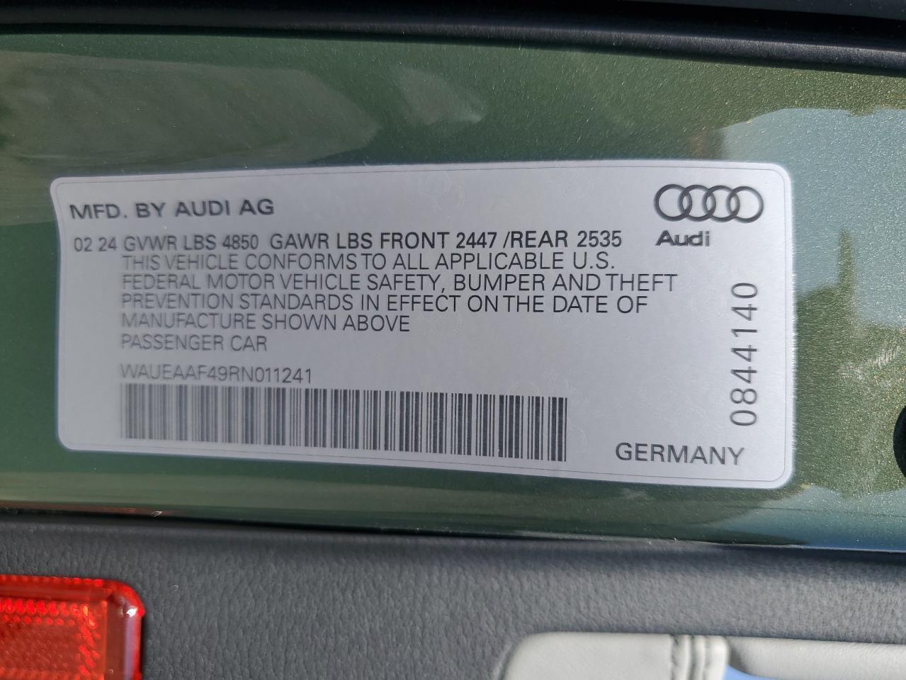 2024 Audi A4 Sedan 4 VIN: WAUEAAS49RN011241 Lot: 69954084