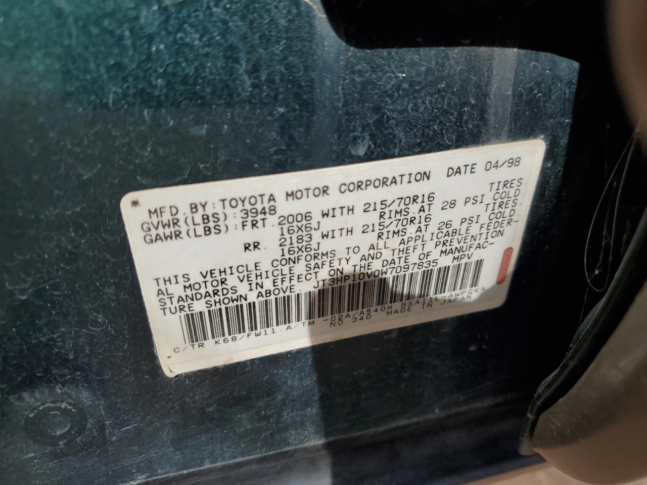 JT3HP10V0W7097835 1998 Toyota Rav4