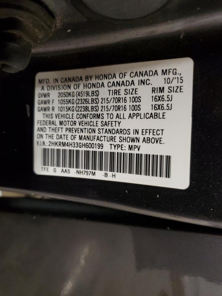 2HKRM4H33GH600199 2016 Honda Cr-V Lx