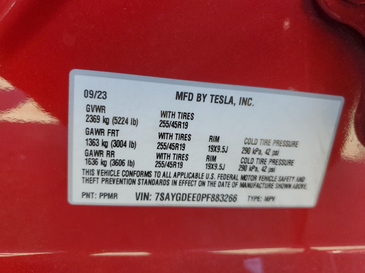 7SAYGDEE0PF883266 2023 Tesla Model Y