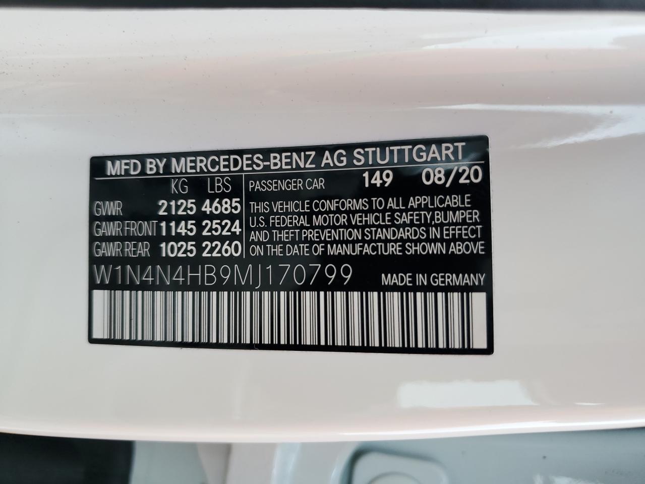 W1N4N4HB9MJ170799 2021 Mercedes-Benz Gla 250 4Matic