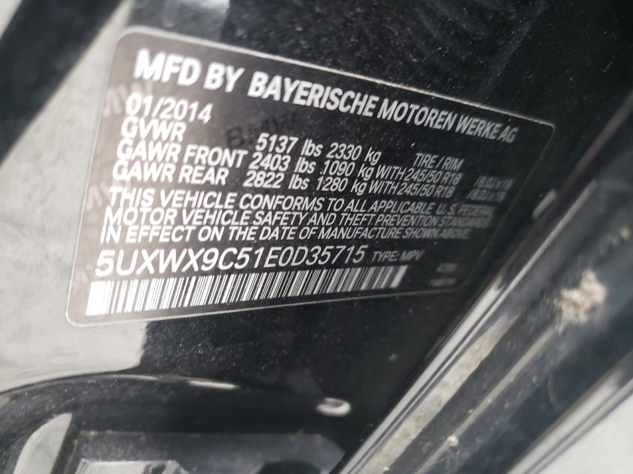 5UXWX9C51E0D35715 2014 BMW X3 xDrive28I