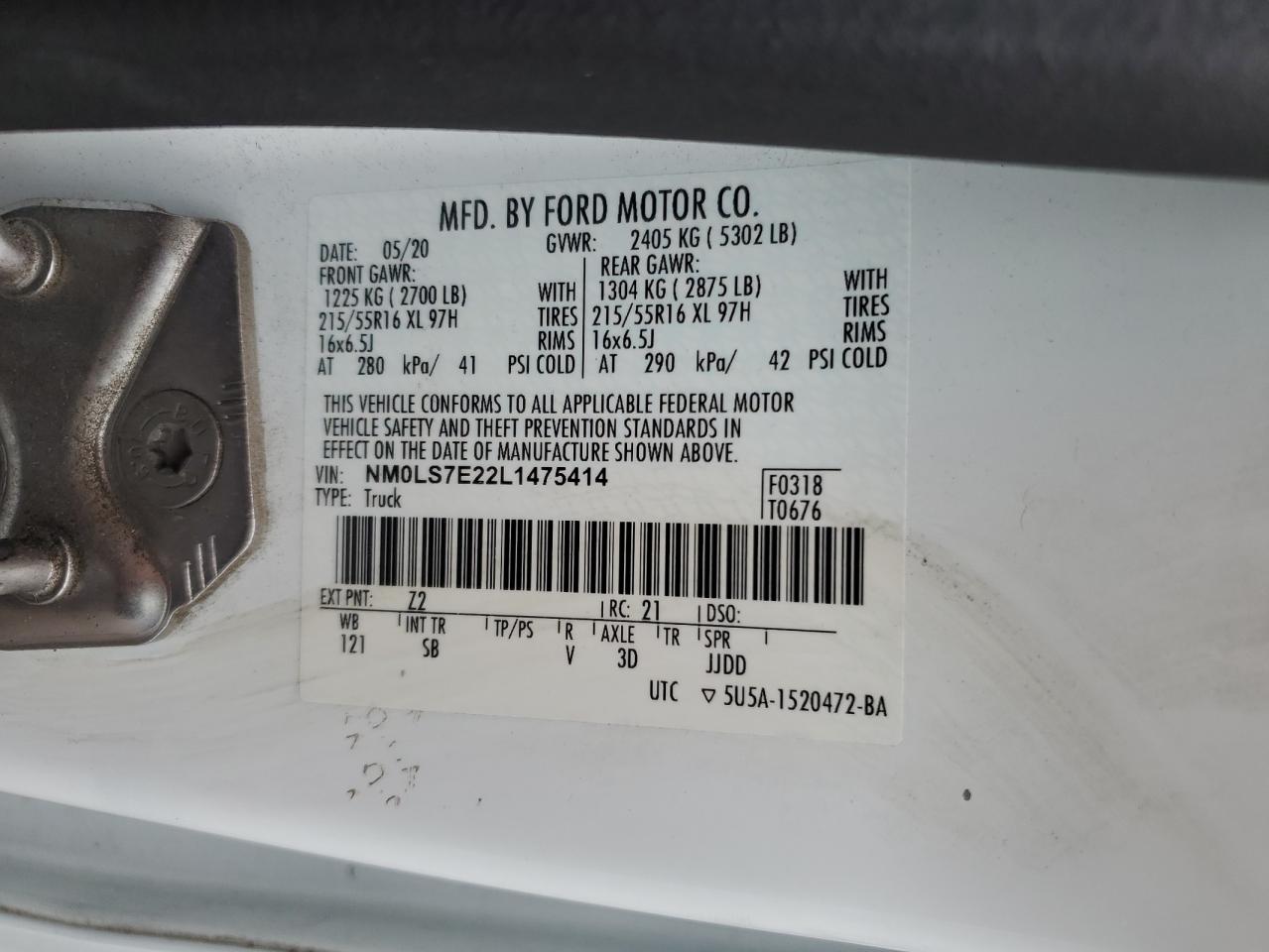 NM0LS7E22L1475414 2020 Ford Transit Connect Xl