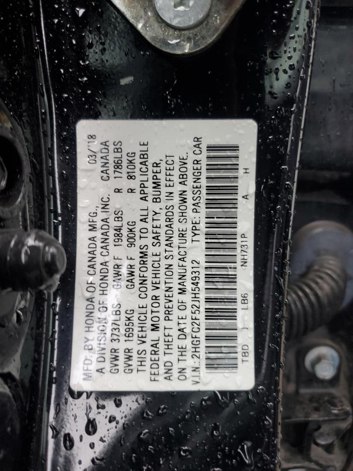 2HGFC2F52JH549312 2018 Honda Civic Lx