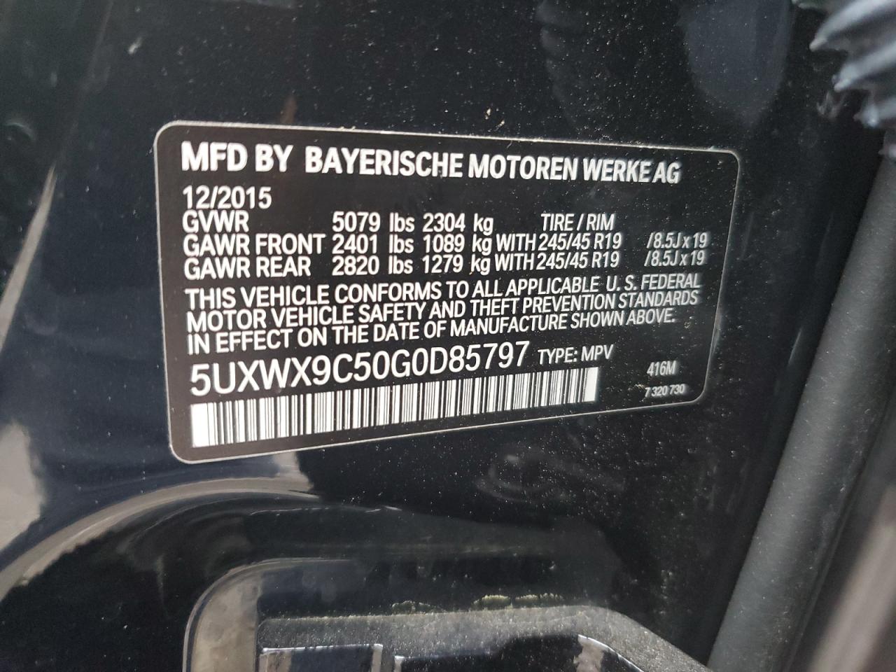 5UXWX9C50G0D85797 2016 BMW X3 xDrive28I