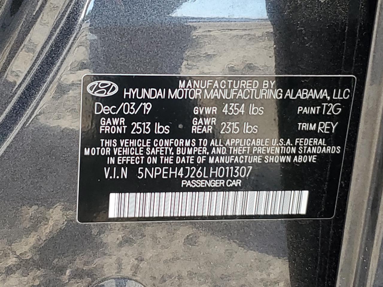 2020 Hyundai Sonata Limited VIN: 5NPEH4J26LH011307 Lot: 71958584