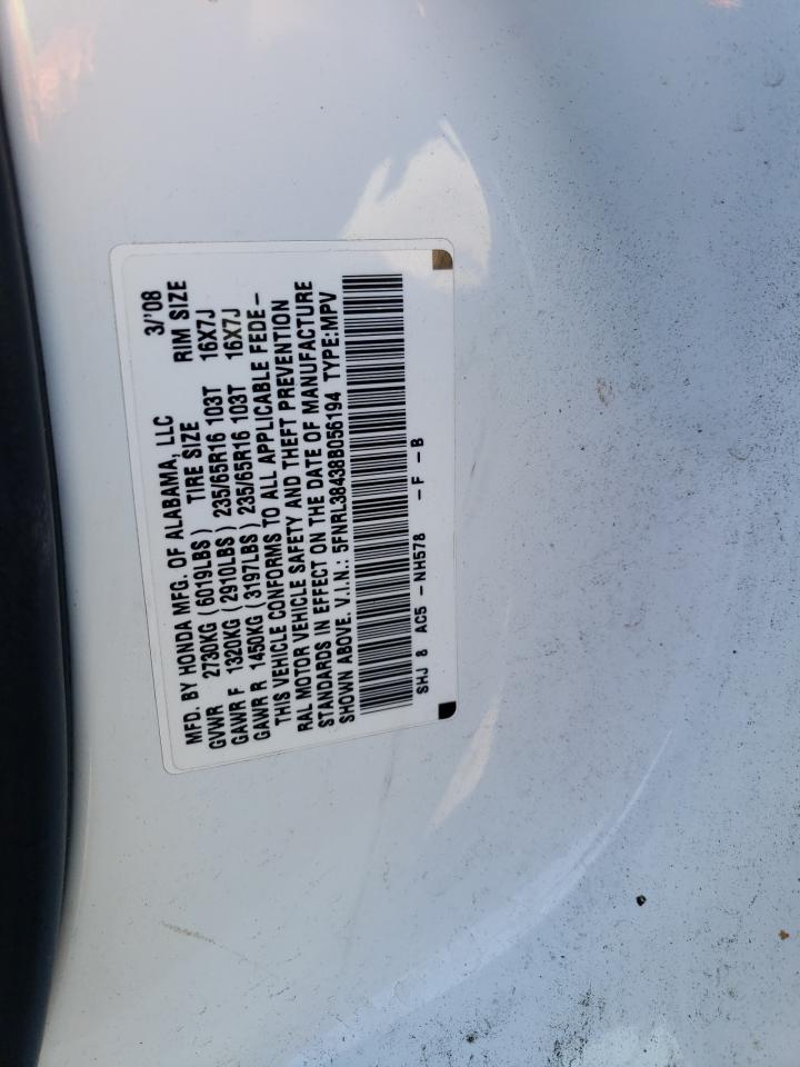 5FNRL38438B056194 2008 Honda Odyssey Ex