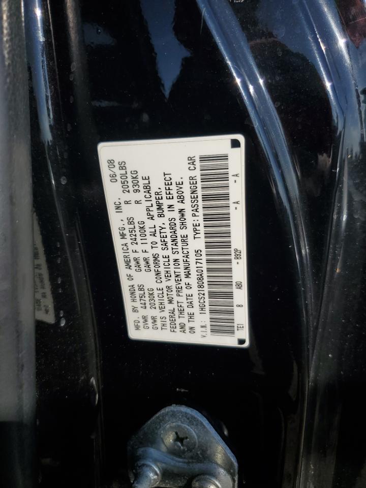 1HGCS21808A017105 2008 Honda Accord Exl