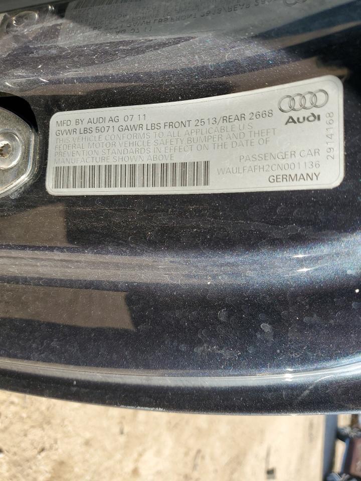 2012 Audi A5 Premium Plus VIN: WAULFAFH2CN001136 Lot: 72074324