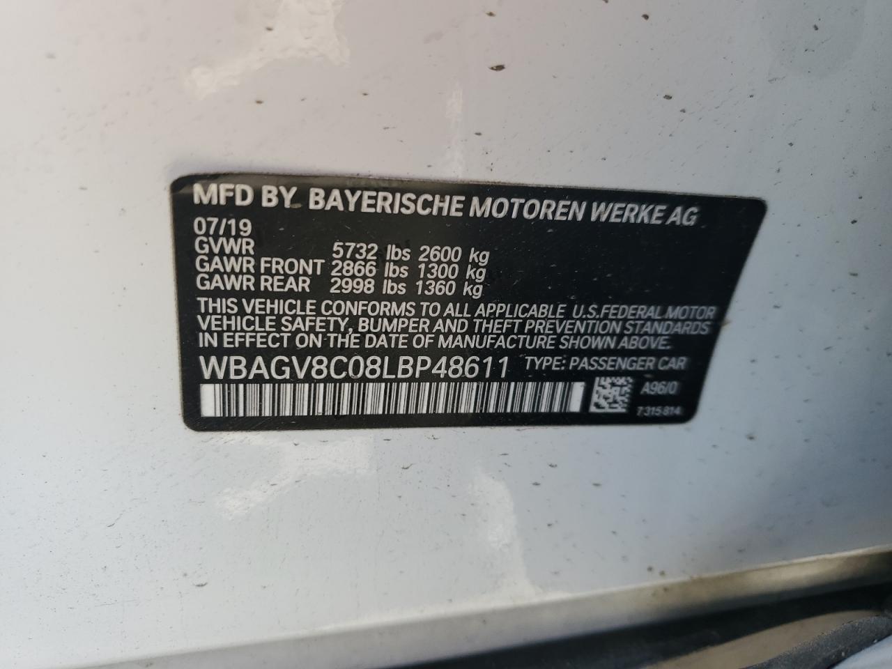 WBAGV8C08LBP48611 2020 BMW M850Xi