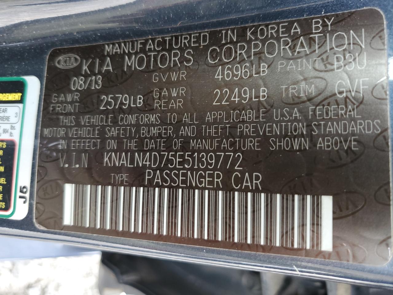 KNALN4D75E5139772 2014 Kia Cadenza Premium