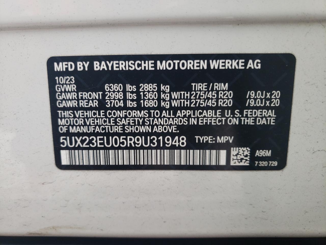 5UX23EU05R9U31948 2024 BMW X5 xDrive40I