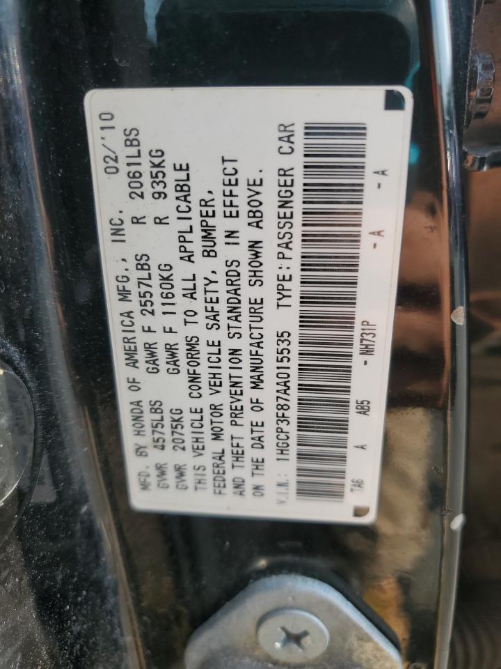 1HGCP3F87AA015535 2010 Honda Accord Exl