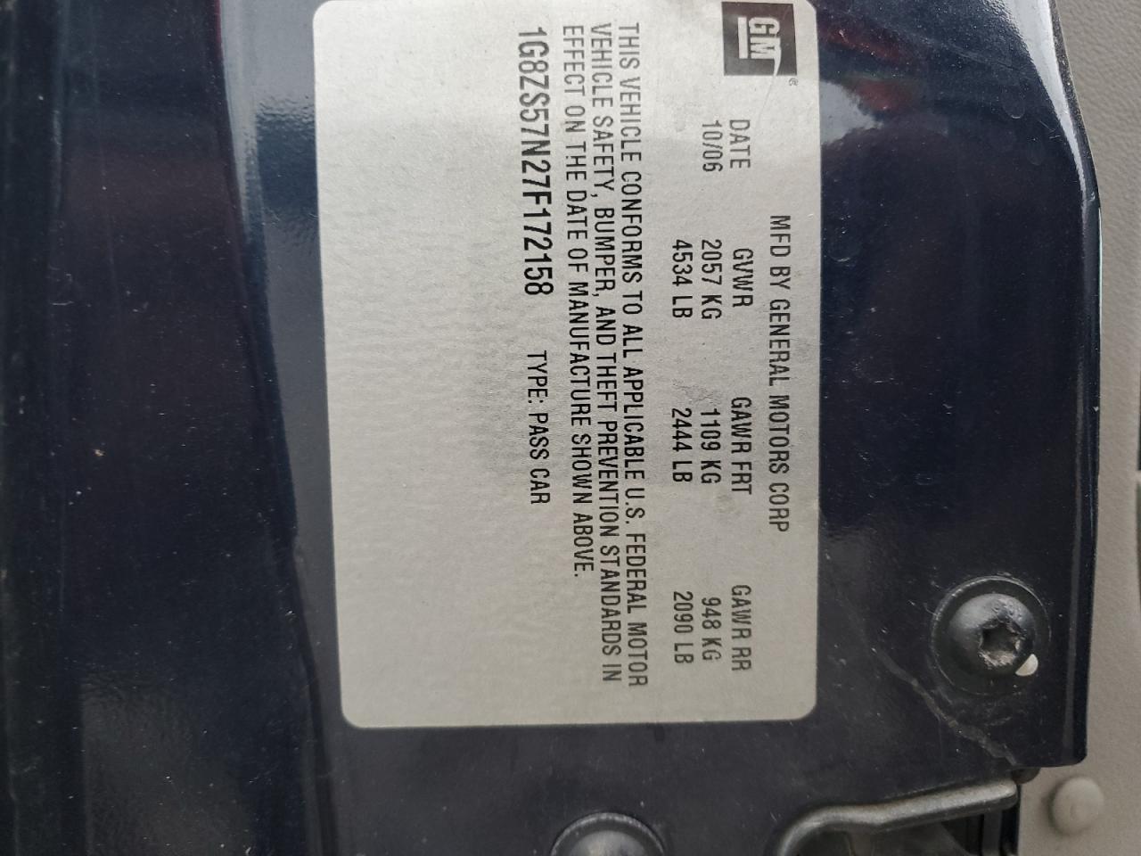 1G8ZS57N27F172158 2007 Saturn Aura Xe