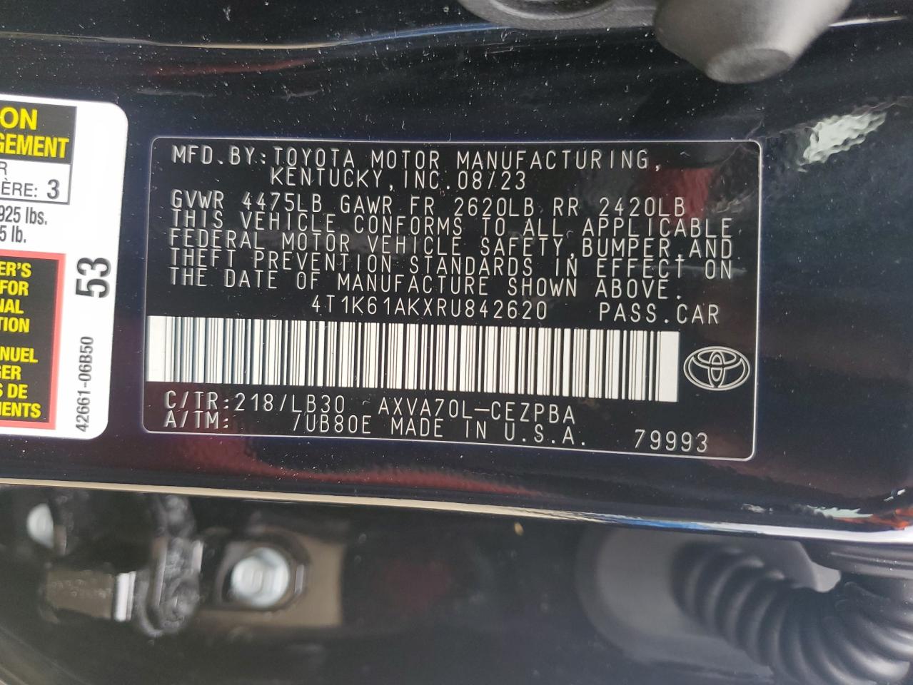 4T1K61AKXRU842620 2024 Toyota Camry Xse