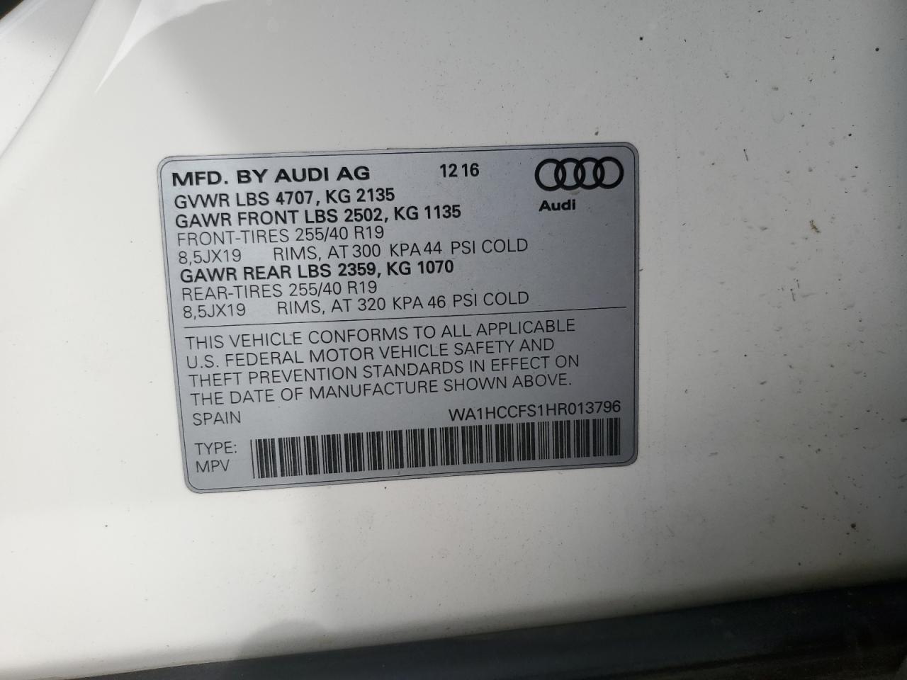 WA1HCCFS1HR013796 2017 Audi Q3 Premium Plus