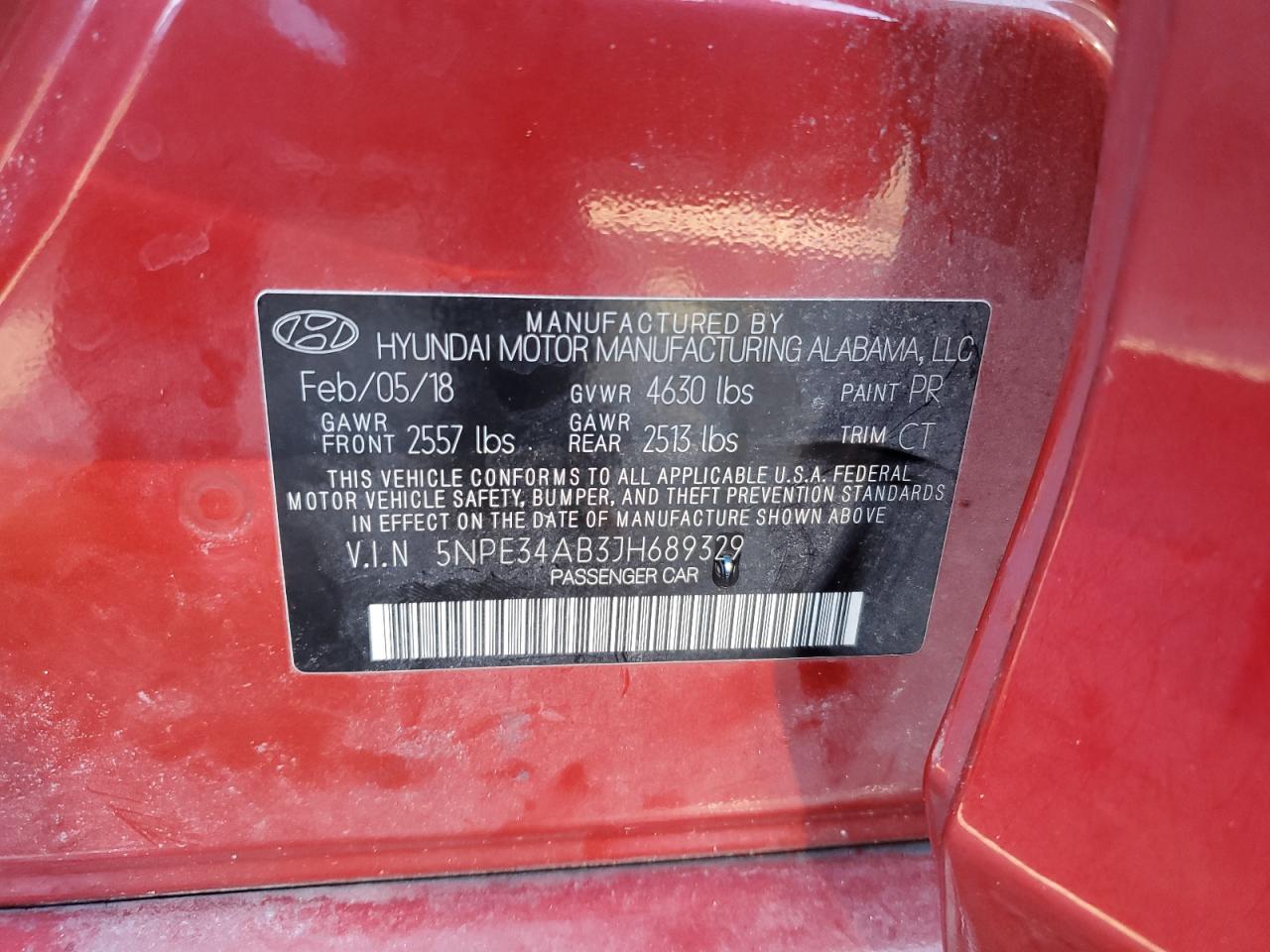 5NPE34AB3JH689329 2018 HYUNDAI SONATA - Image 13