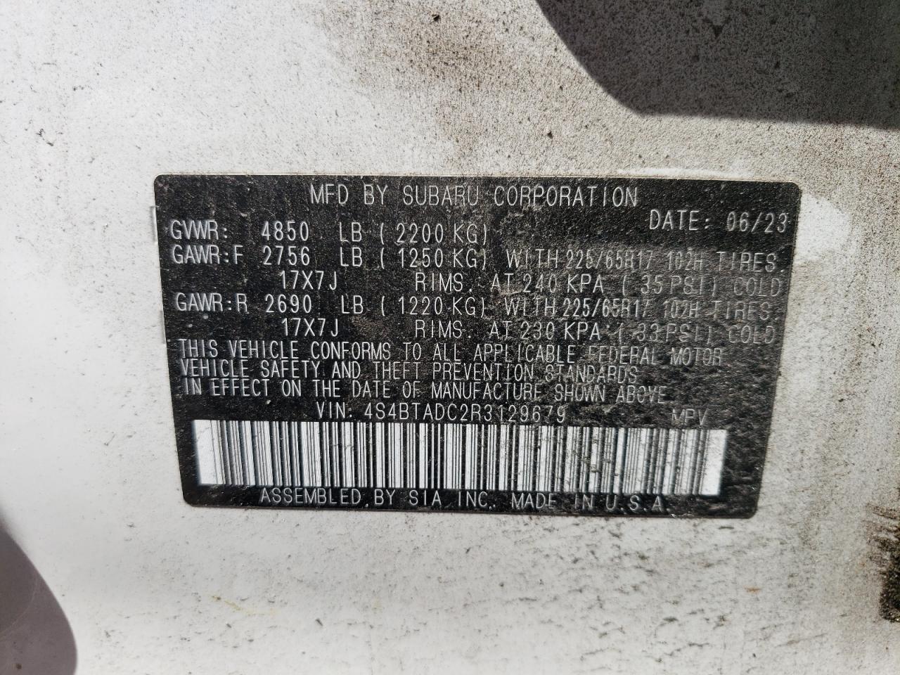 4S4BTADC2R3129679 2024 Subaru Outback Premium