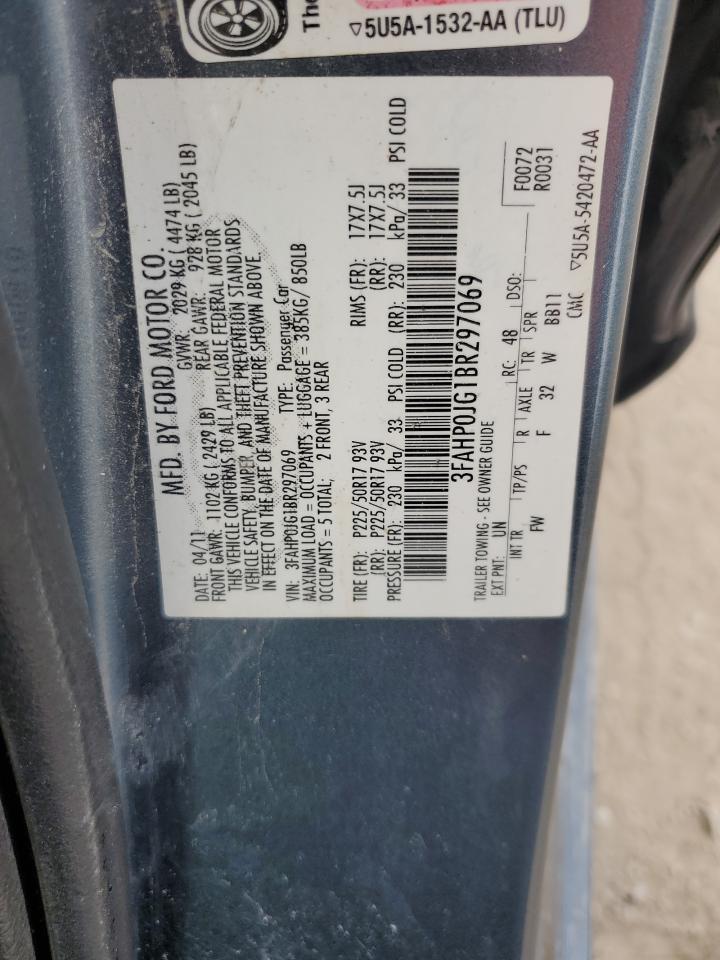 3FAHP0JG1BR297069 2011 Ford Fusion Sel