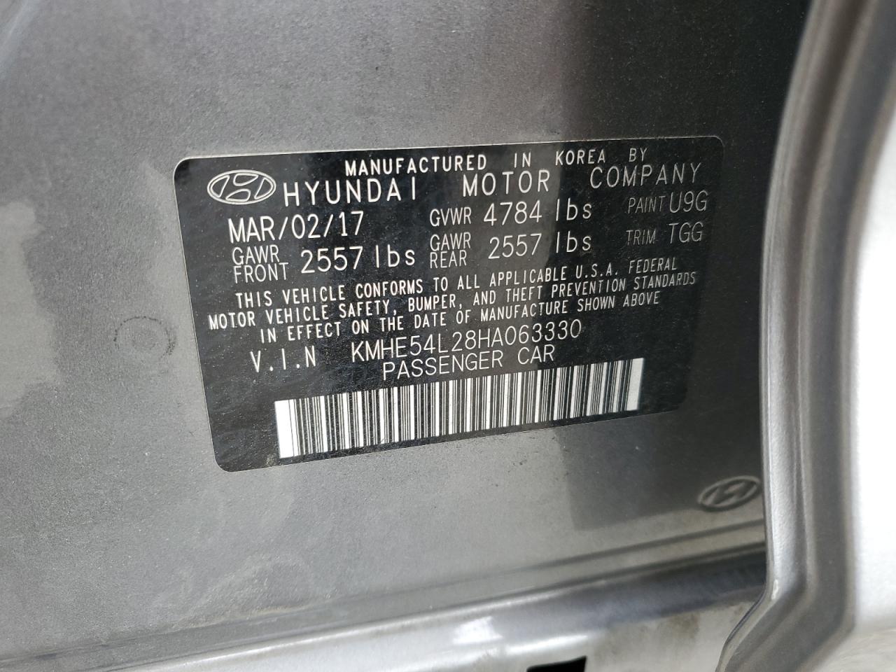 KMHE54L28HA063330 2017 Hyundai Sonata Plug-In Hybrid