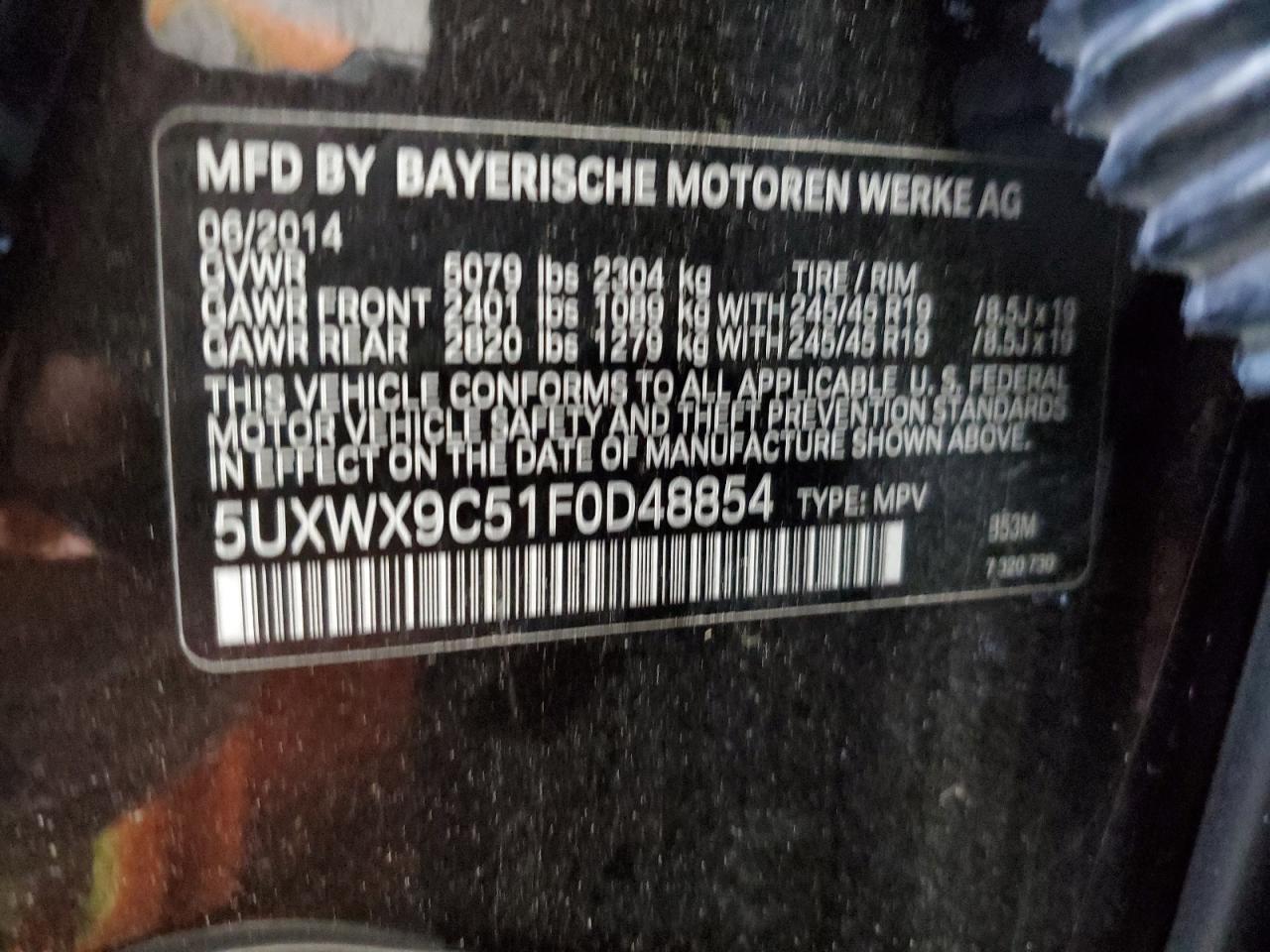 5UXWX9C51F0D48854 2015 BMW X3 xDrive28I