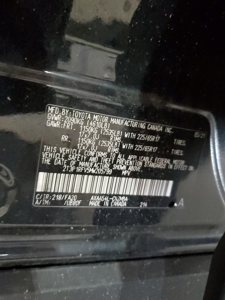 2T3P1RFV5MW205799 2021 Toyota Rav4 Xle