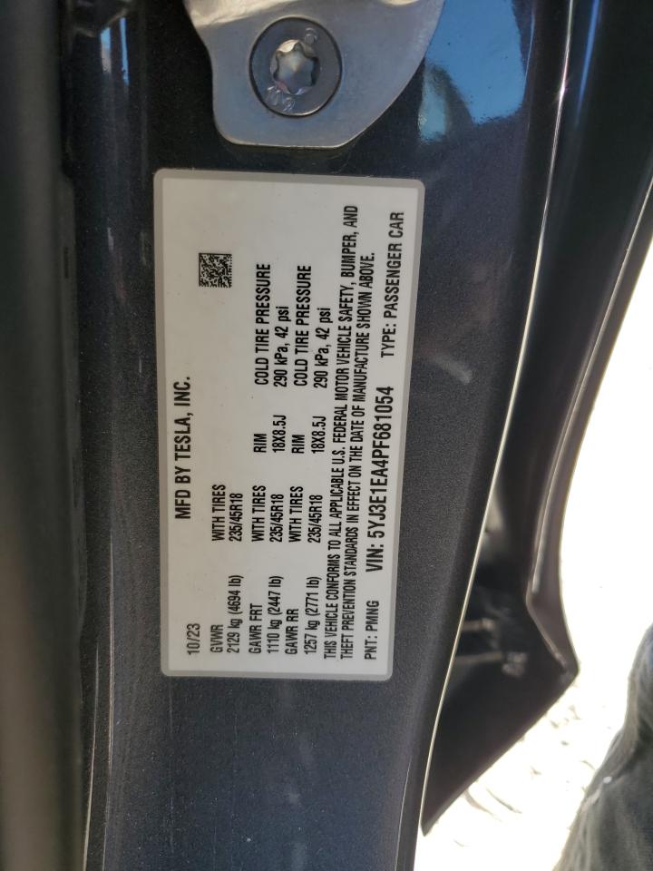 5YJ3E1EA4PF681054 2023 Tesla Model 3