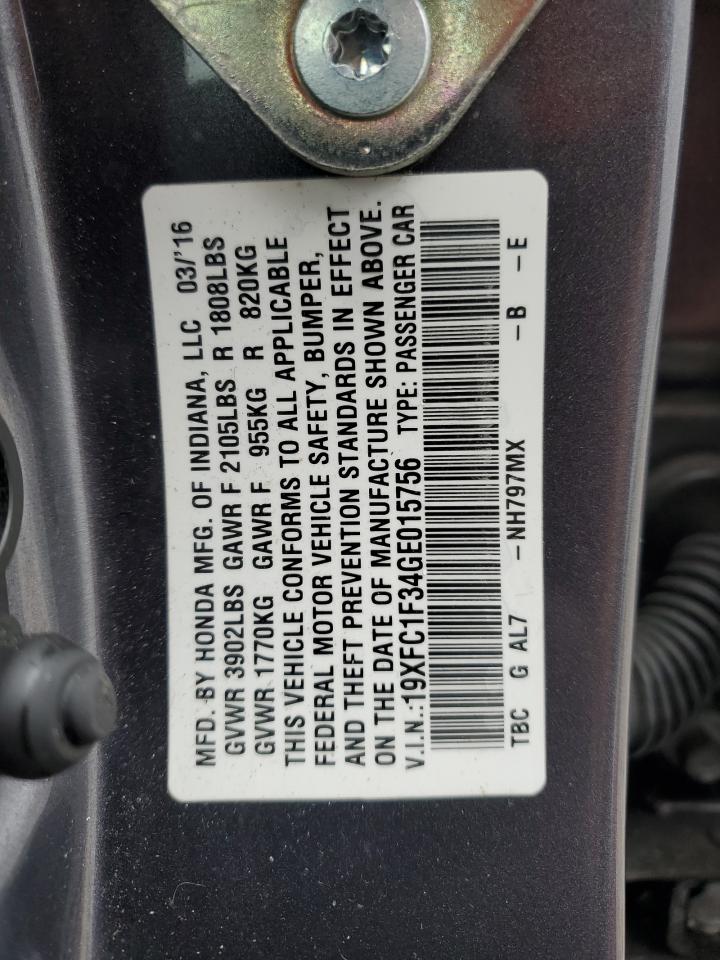 19XFC1F34GE015756 2016 Honda Civic Ex