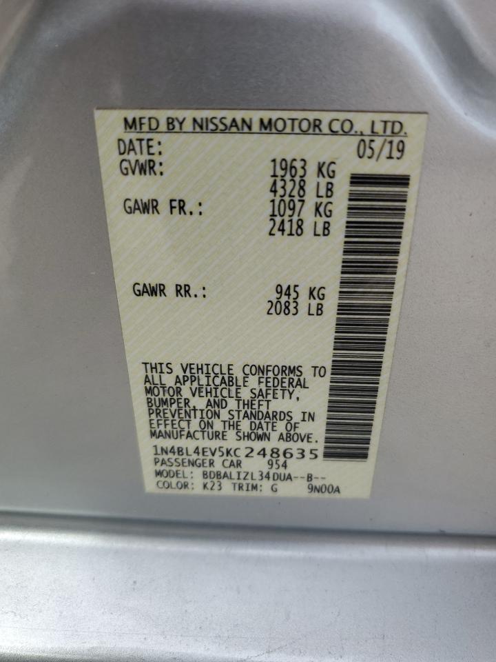 1N4BL4EV5KC248635 2019 Nissan Altima Sl