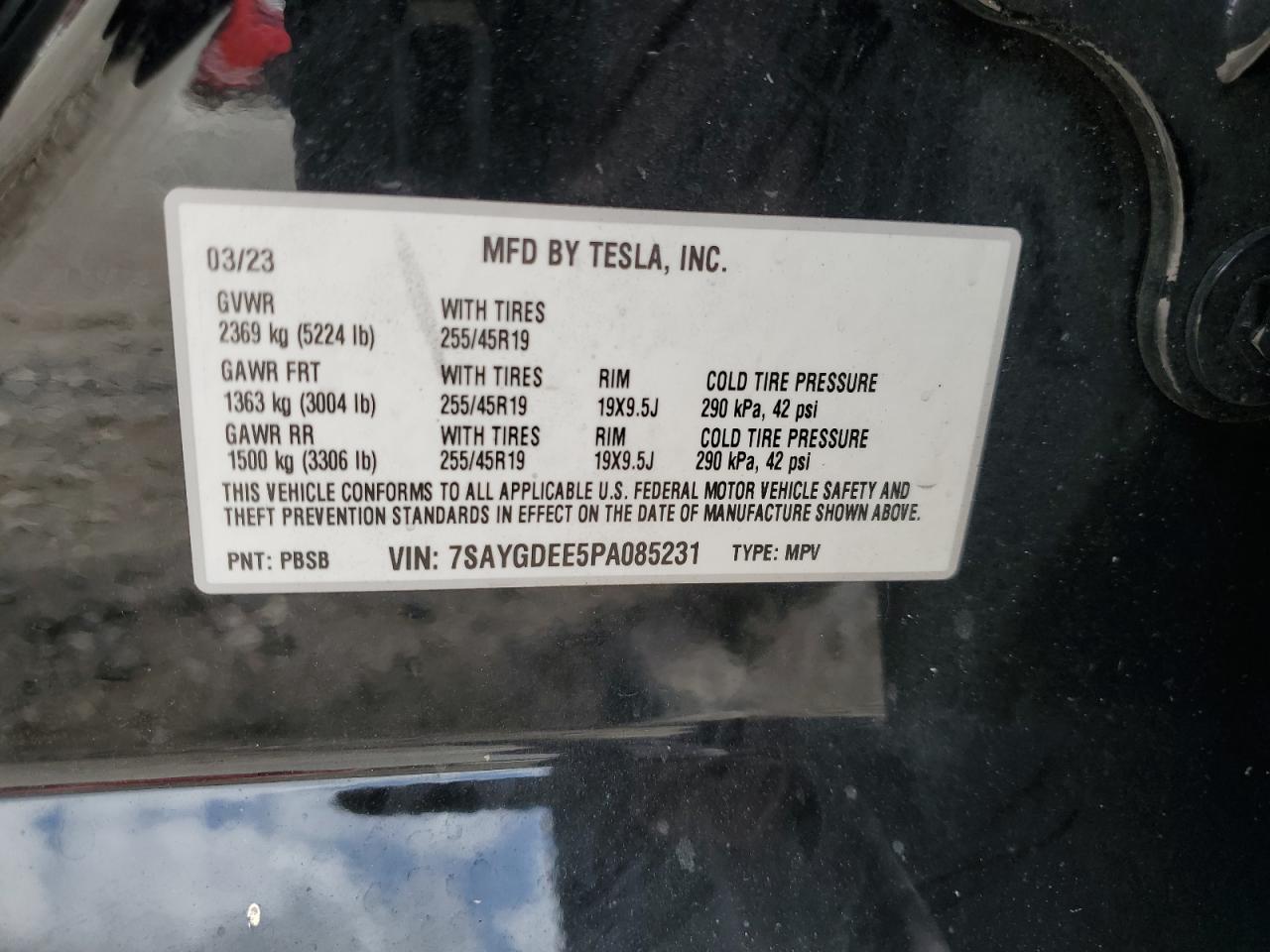 7SAYGDEE5PA085231 2023 Tesla Model Y