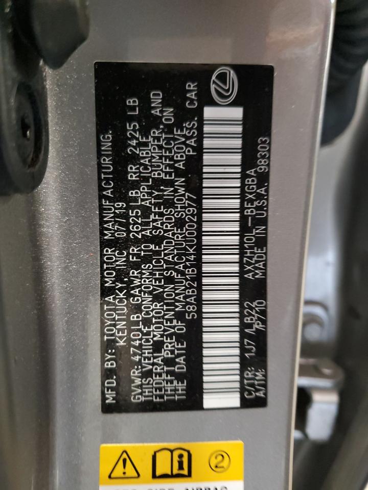 58AB21B14KU002977 2019 Lexus Es 300H