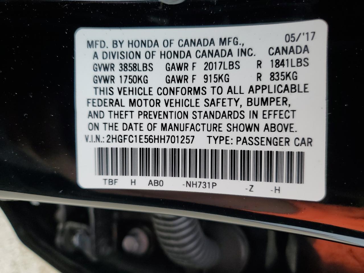 2HGFC1E56HH701257 2017 Honda Civic Si 2HGFC1E56HH701257 2017 Honda Civic Si