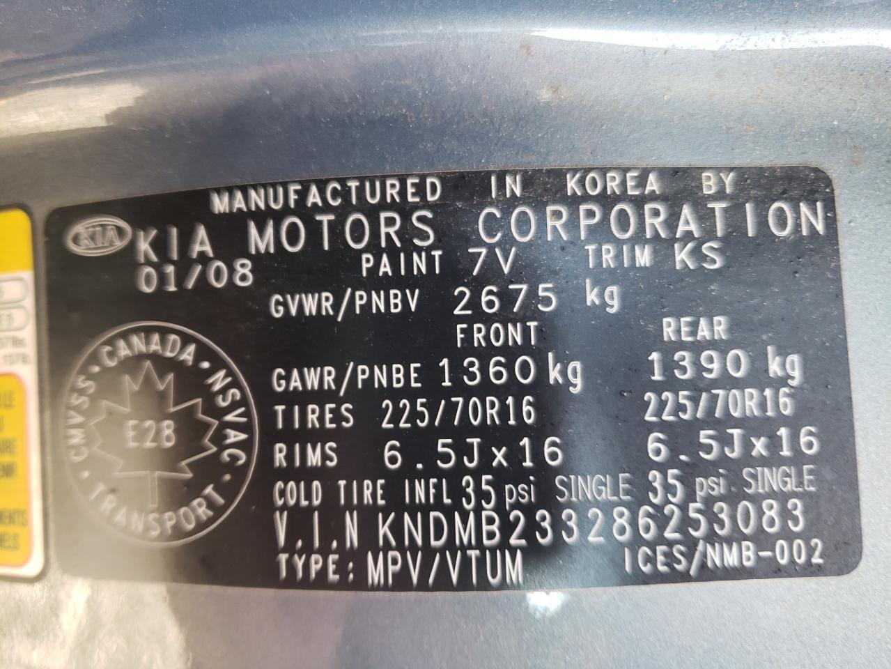 KNDMB233286253083 2008 Kia Sedona Ex