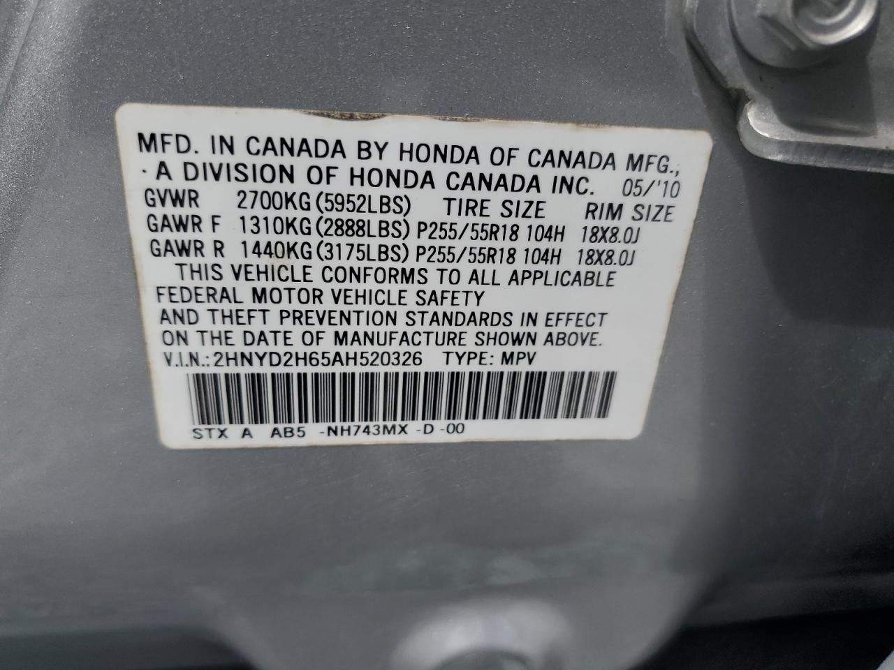 2HNYD2H65AH520326 2010 Acura Mdx Technology