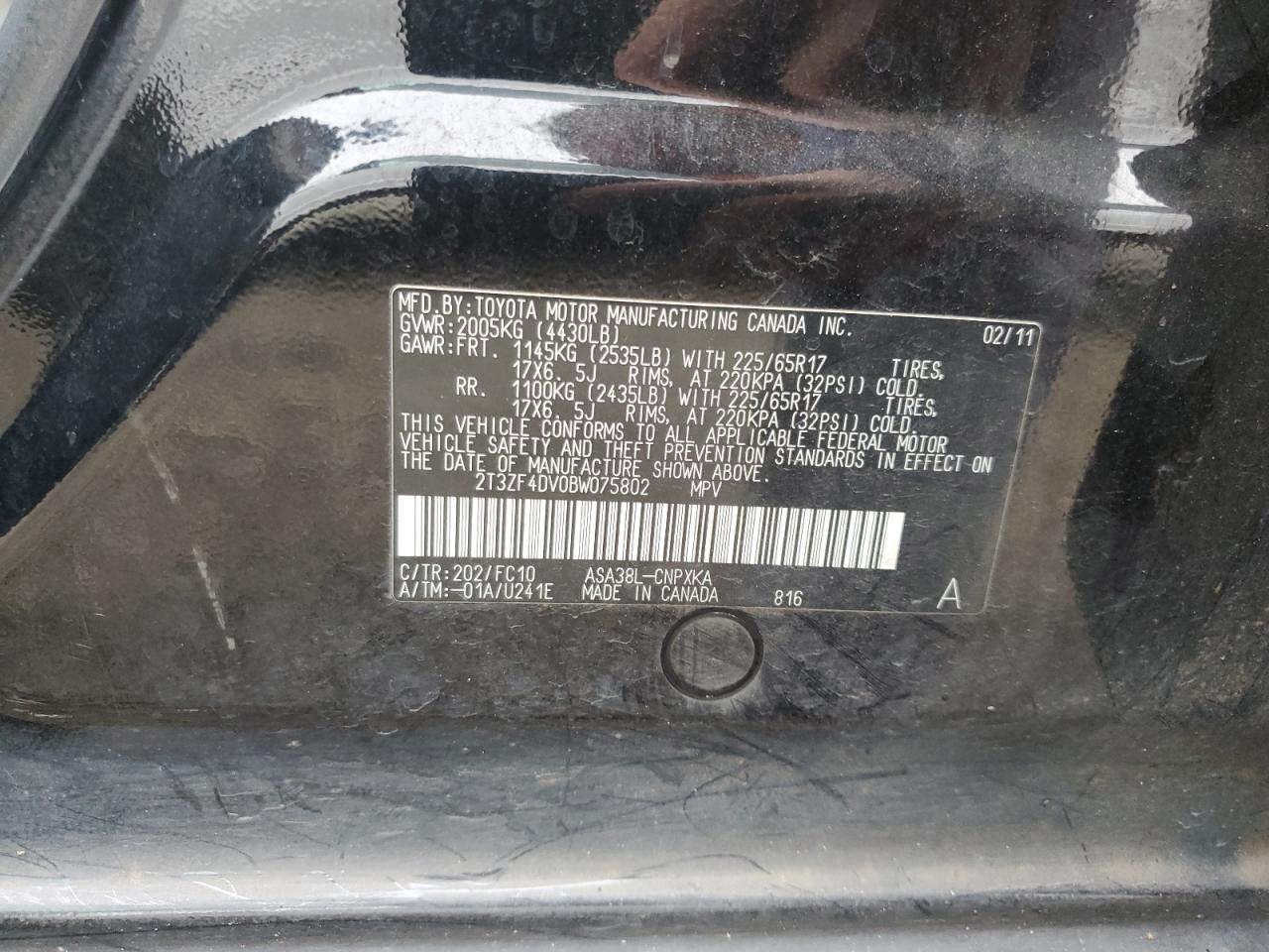 2T3ZF4DV0BW075802 2011 Toyota Rav4