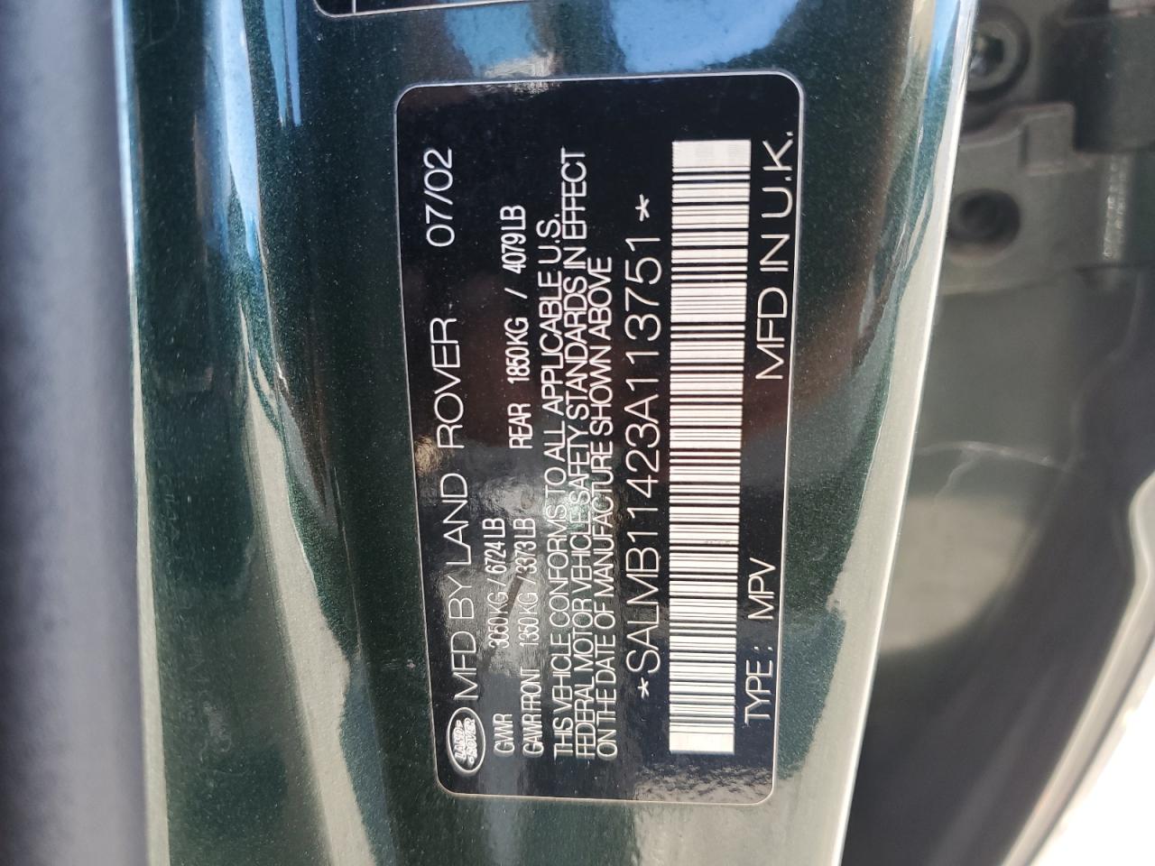 2003 Land Rover Range Rover Hse VIN: SALMB11423A113751 Lot: 71439694