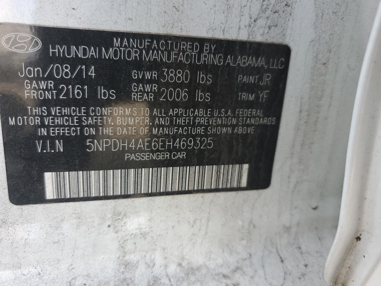 5NPDH4AE6EH469325 2014 Hyundai Elantra Se