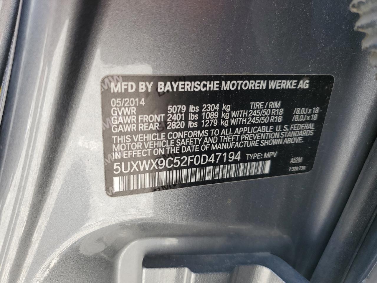 5UXWX9C52F0D47194 2015 BMW X3 xDrive28I