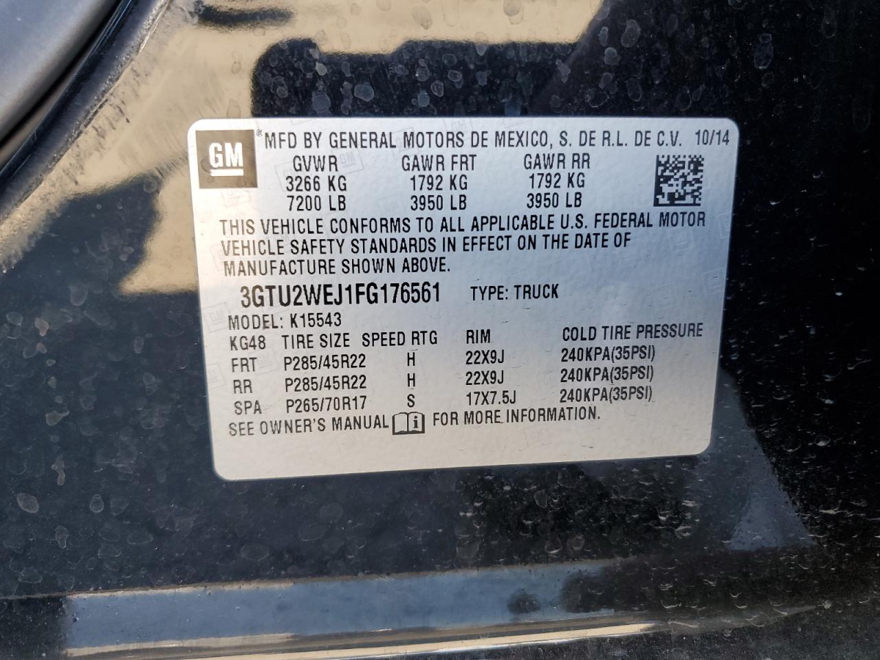 3GTU2WEJ1FG176561 2015 GMC Sierra K1500 Denali