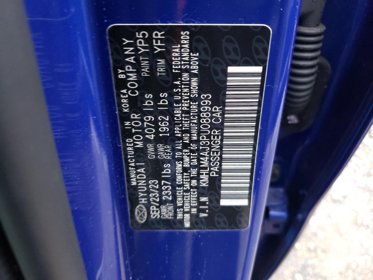 KMHLM4AJ3PU088993 2023 Hyundai Elantra Blue